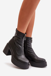 Women's Leather Boots with Rhinestones Black Rosie