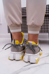Sportowe Damskie Buty Kolorowe Wstawki Żółte Colored