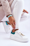 Women's Sports Shoes On A Massive Platform White And Green Chante