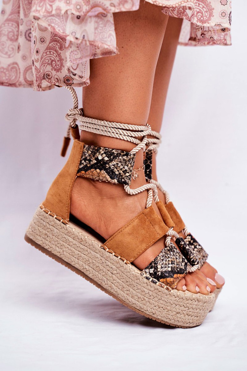 Espadryle Damskie Na Platformie Lniane Snake India