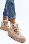 Lined Boots Trappers on Thick Sole Light Beige Ralotta