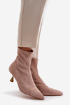 Women's Stiletto Boots Eco Suede With Pointed Toes Beige Irithare