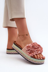 Women's Platform Sandals Adorned with Flowers Pink Nodina