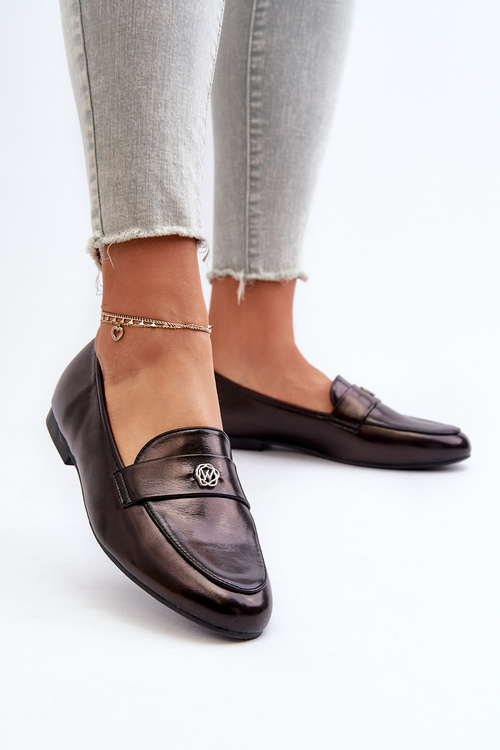 Damskie Mokasyny Płaski Obcas Czarne Sylvaine 24PB98-6990