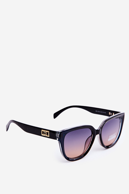 Okulary Przeciwsłoneczne Damskie Ze Złotymi Detalami UV400 Czarne