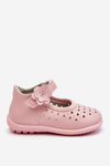 Children's high openwork ballerinas with Velcro pink Jianna