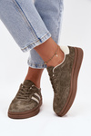 Women's Suede Sneakers on Platform Dark Green Sylviona