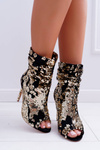 Women's Heeled Elegant Boots With Gold Sequins Harley