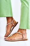Fashionable Sandals Flip-flops With Pearls Rose Gold Isalia