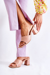 Leather Classic Slippers On High Heel Nude Talena