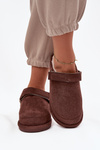 Women's slippers with strap Warm with fur Chocolate Rilena