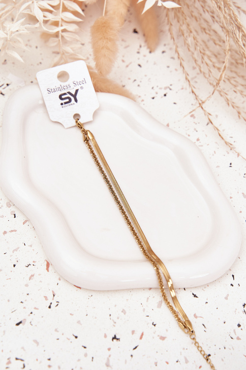 Damska Bransoletka Podwójna Stal Nierdzewna Złota