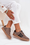 Damskie Sneakersy Zamszowe Ciemnobeżowe Vinceza 79557