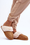 Women's Slippers With Fur Camel Pinky