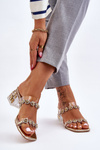 Women's Slippers With Decorative Zircons Gold Leyla