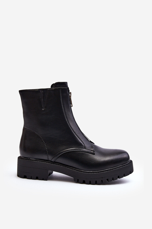 Women's Black Zip-Up Boots Tisaia