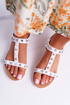 Women's White Lu Boo Sandals with Mariachi Studs