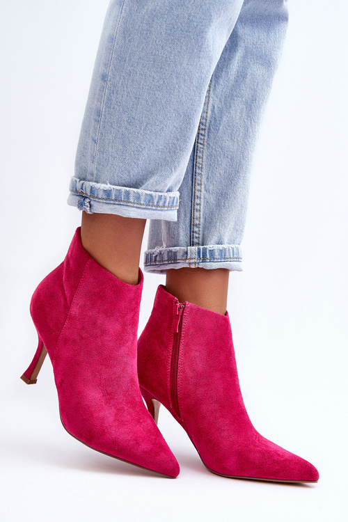Women's Suede Boots On Heel Fuchsia Merisa