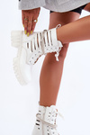 Fashionable Lace-up Boots with Decorative Strip White Rocky