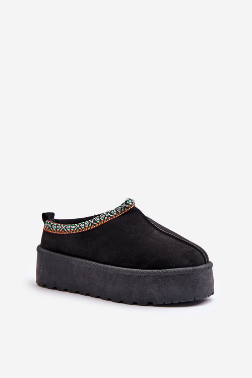 Women's Platform Slippers With Embroidery Black Neroma