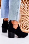 Women's Boots With A Cut On Block Heel Suede Black Lawrence