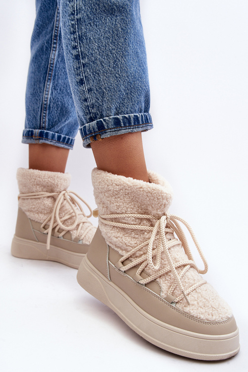 Women's Snow Boots on Platform Light Beige Ahatissa
