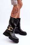 Leather Ankle Boots on a Flat Heel Black Diominna