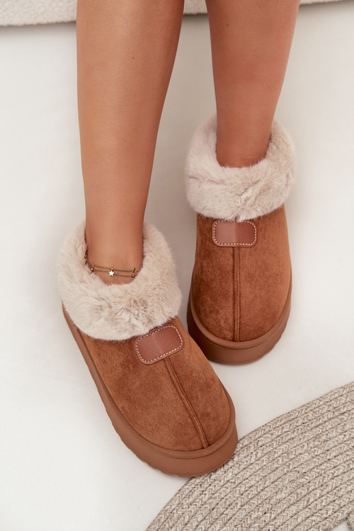 Women's Snow Boots On Platform With Fur Camel Calyra