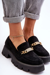 Classic Suede Loafers On A Chunky Platform Black Catch Me!