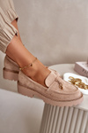 Women's eco suede moccasins with decoration beige Verindalle
