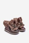 Children's snow boots with fur and zipper brown Hanija