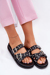 Women's Sandals With Buckles On Cork Sole Black Sercele