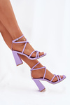Ladies Sandals On Heel With Straps Purple Ciarilora