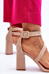 Women's Suede Heel Sandals Beige Lanes