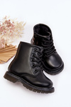 Children's Leather Boots With Zipper Black Omua