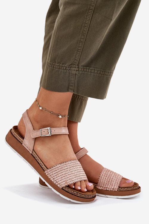 Wygodne Damskie Sandały Z Plecionką Na Pasku Różowe Inblu GS000050