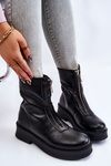 Women's Zipper Boots On The Platform Black Laretto