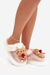Festive Leather House Slippers Women Reindeer Beige Ilianne