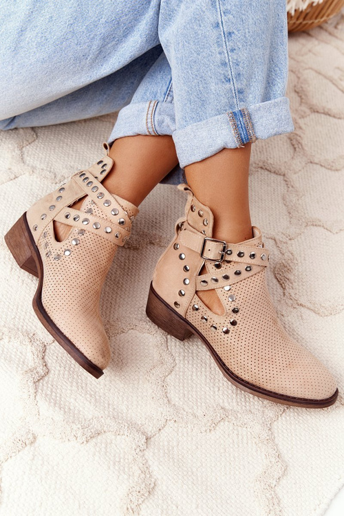 Openwork Boots With Jets Beige Dakota