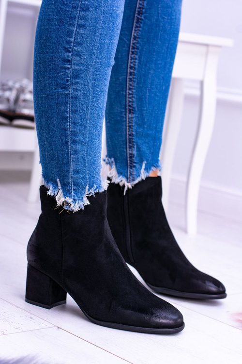 Women's Black Stiletto Boots Suede Ferimate