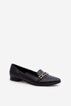 Zazoo 2885 Leather Ballerinas with Ornament Black
