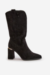 Black Women's Cut-Out Ankle Boots with Pointed Toes Faux Suede Nevithra