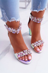 Lu Boo Iridescent Pink Lambada Zircon Sandals