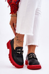 Leather Loafers With Decoration GOE LL2N4040 Black-Red