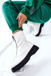 Women's Booties With Zip White Tierra