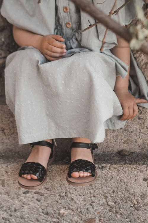 Children's Braided Sandals Black Bailly