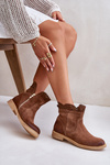 Low Women's Boots On Flat Heel Suede Lewski 3624 Brown