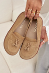 Leather Suede Barefoot Loafers Zazoo 322 Beige