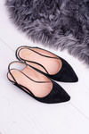 Lu Boo Black Suede Ballerinas in Spike Zirconia Macron