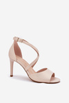 Sandals With Intertwined Straps On A Stiletto Pearl Beige Sergio Leone SK432
